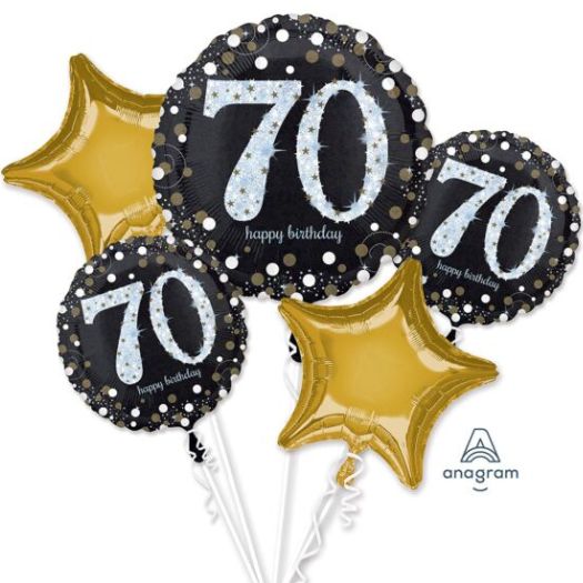 Sparkling 70th Birthday Balloon Bouquet – 5 Piece