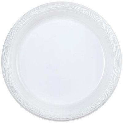 White Premium Heavy Weight Plastic 10" Dinner Plates  Club Pack 50ct