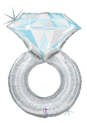 Large Shaped Platinum Diamond Wedding Ring Foil Balloon – 38"