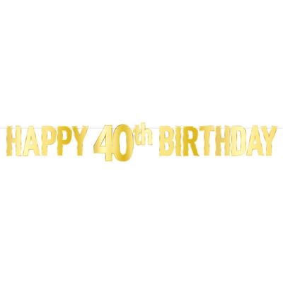 Foil Happy “40th” Birthday Streamer – 7¾" x 5'