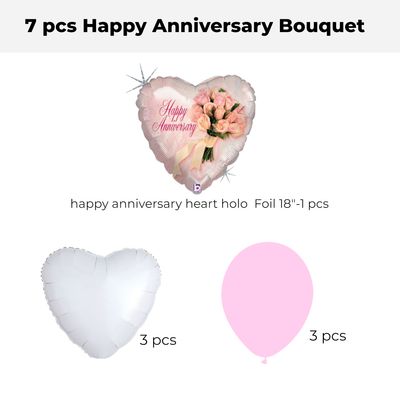 7 pcs Happy Anniversary balloon bouqet
