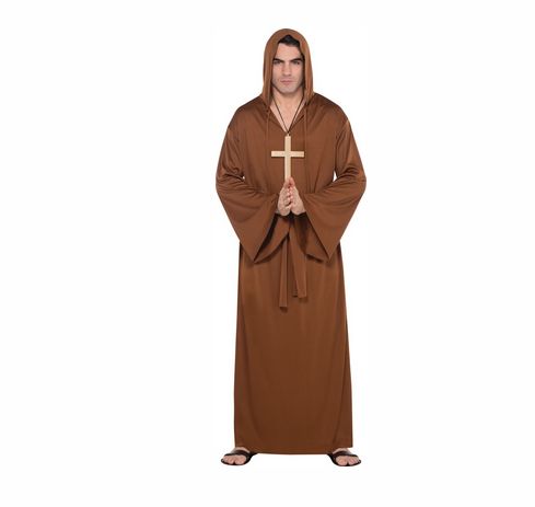 Adult Standard Monk's Robe Costume with Hood, Sizes: Standard(44)