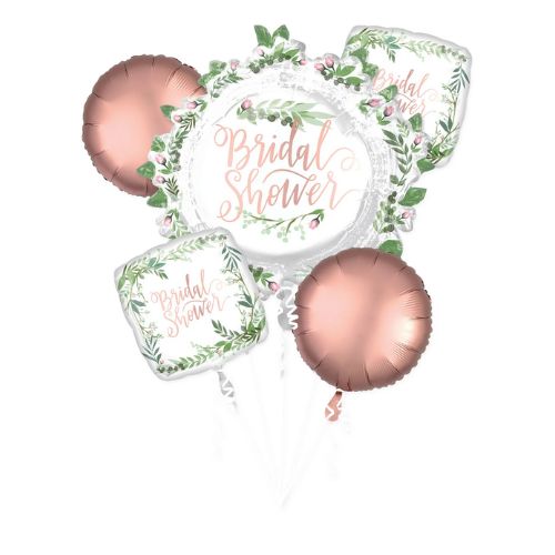 Elegant Love &amp; Leaves Bridal Shower Balloon Bouquet – 5pcs