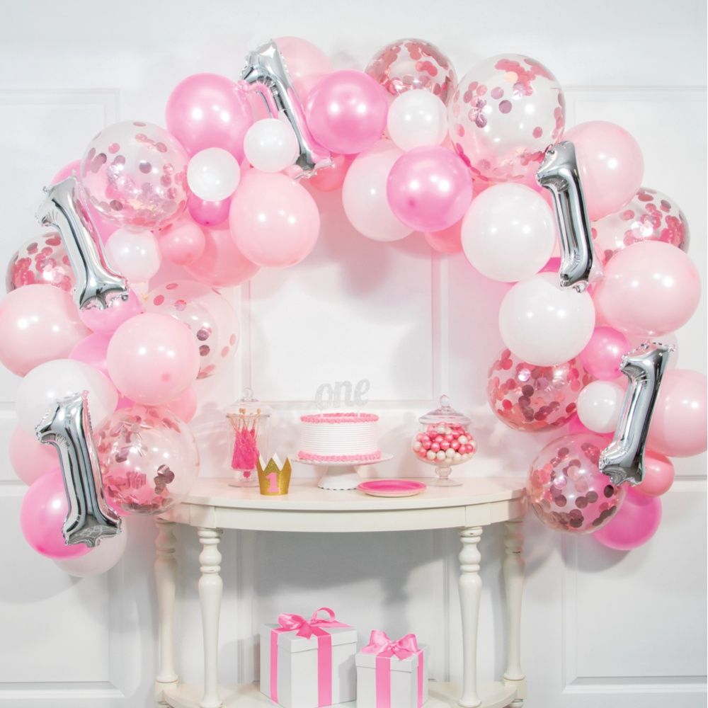 1st Birthday Balloon Garland Kit, Color: Pink