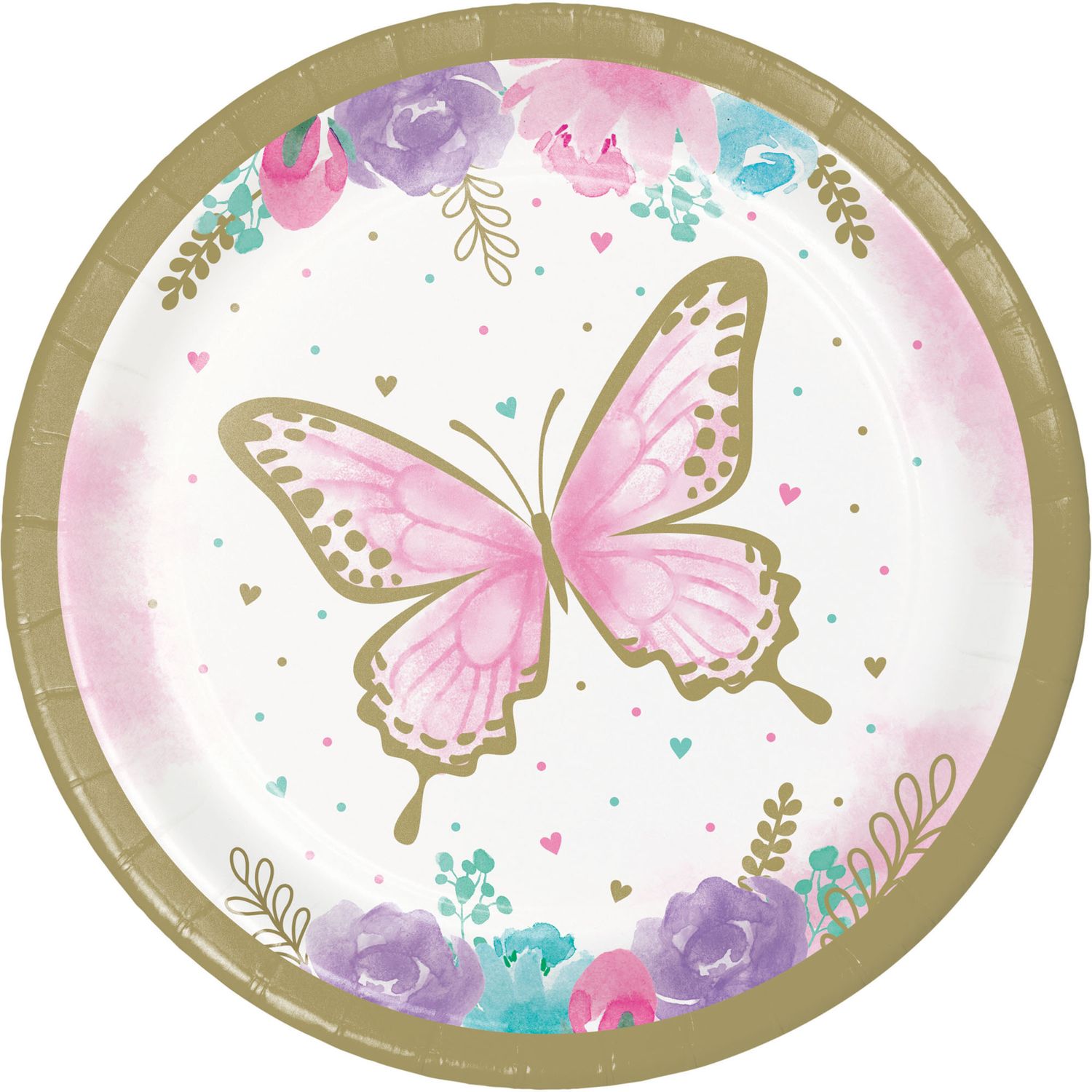 Butterfly Shimmer Dessert Plates – 8ct, 7"