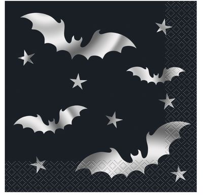 Silver Bats Halloween Luncheon Napkins 20ct – Foil Stamped