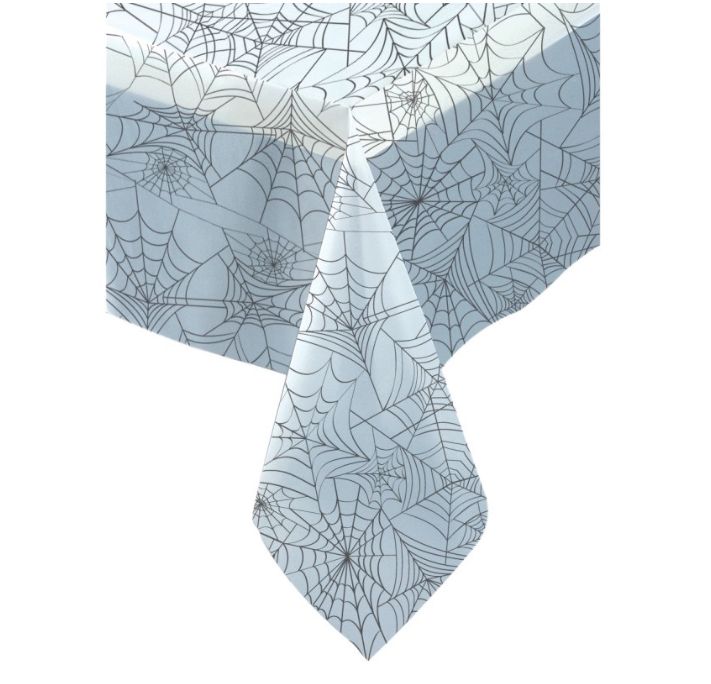 Clear Spider Web Rectangular Plastic Table Cover – 54" x 108"