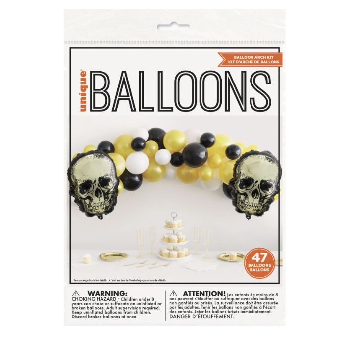 Gold Skull Foil &amp; Latex Balloon Arch Kit – 47pc