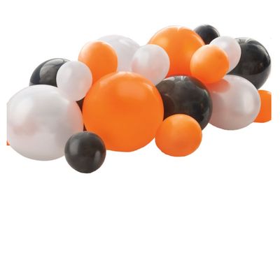 Halloween Balloon Garland Table Runner with Foil Confetti Cutouts