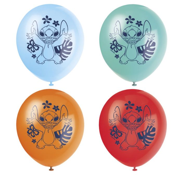 Disney Stitch 12" Latex Balloons – 8ct (Uninflated)