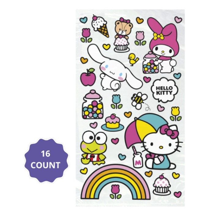 Hello Kitty and Friends Cellophane Bags – 5" x 9", 16ct