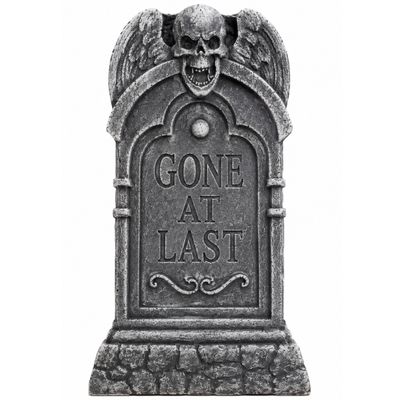 Halloween “Gone at Last” Hard Styrofoam Tombstone – 22" x 13" Yard Decoration