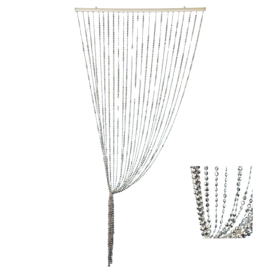 Silver Plastic Octagon Beaded Curtain, 10mm, 36" x 69", 1-Count