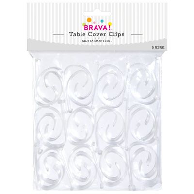 Clear Plastic Table Cover Clips 24ct | Reusable Tablecloth Clips