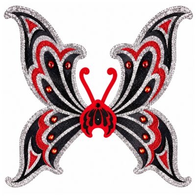 Adult Glitter Fairy Wings – Black, Silver &amp; Red, 23" – Ages 14+