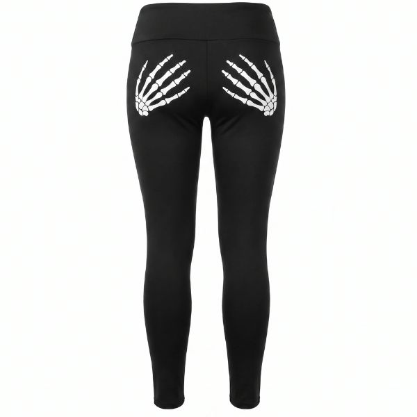 Skeleton Bone Hands Print Leggings – Adult S/M