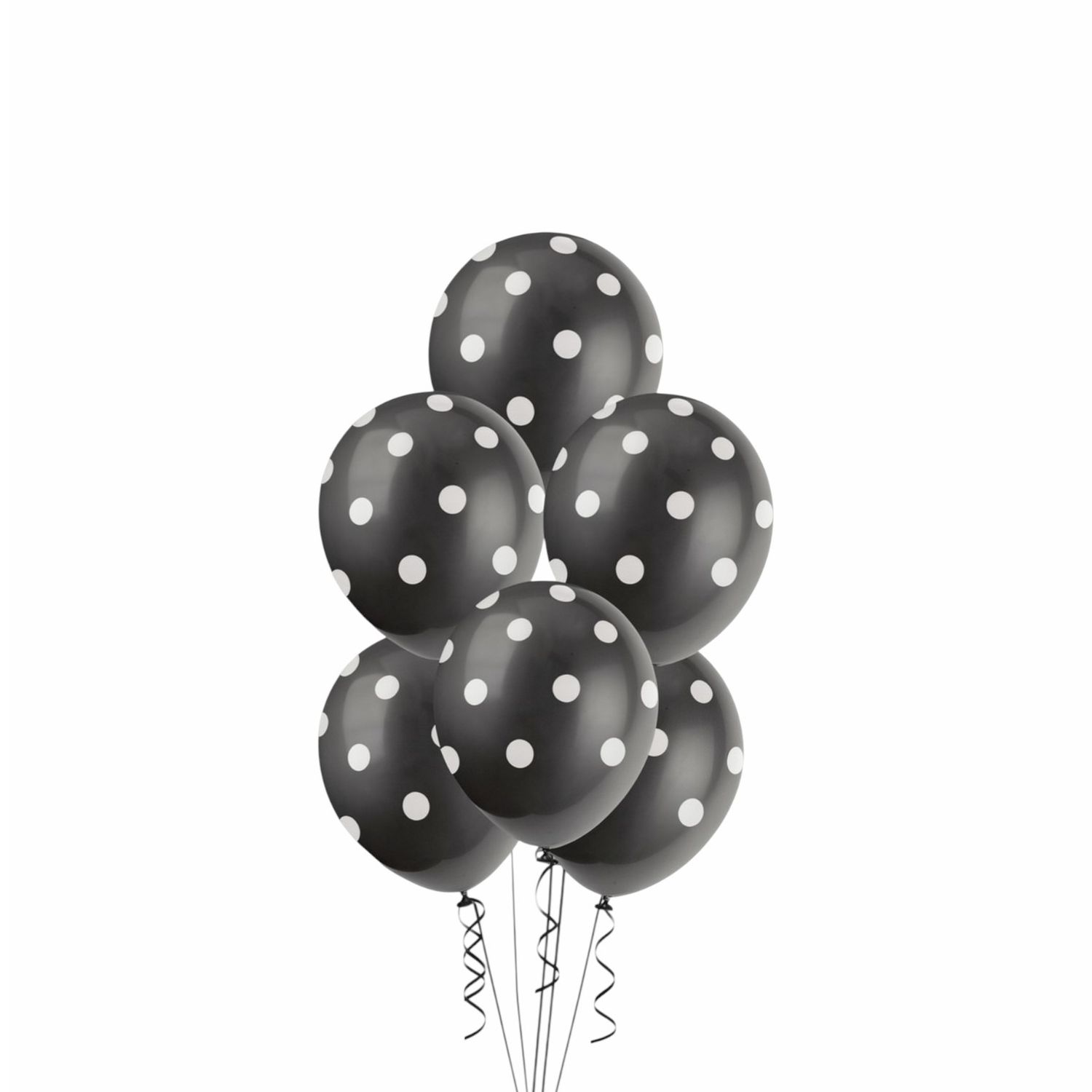 12" Black Dots Latex Balloons – 6ct (Un-inflated)