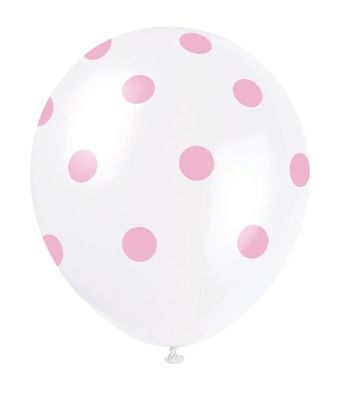 12" Lovely Pink Dots Latex Balloons – 6ct (Un-inflated)