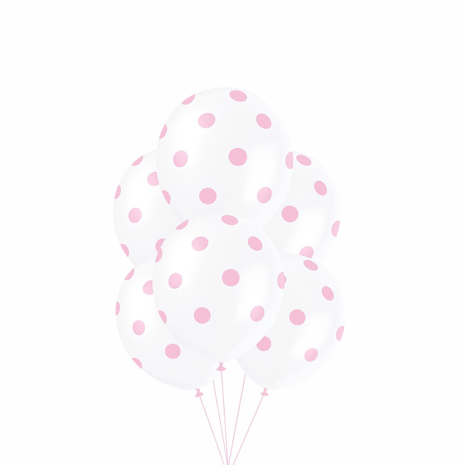 12" Lovely Pink Dots Latex Balloons – 6ct (Un-inflated)