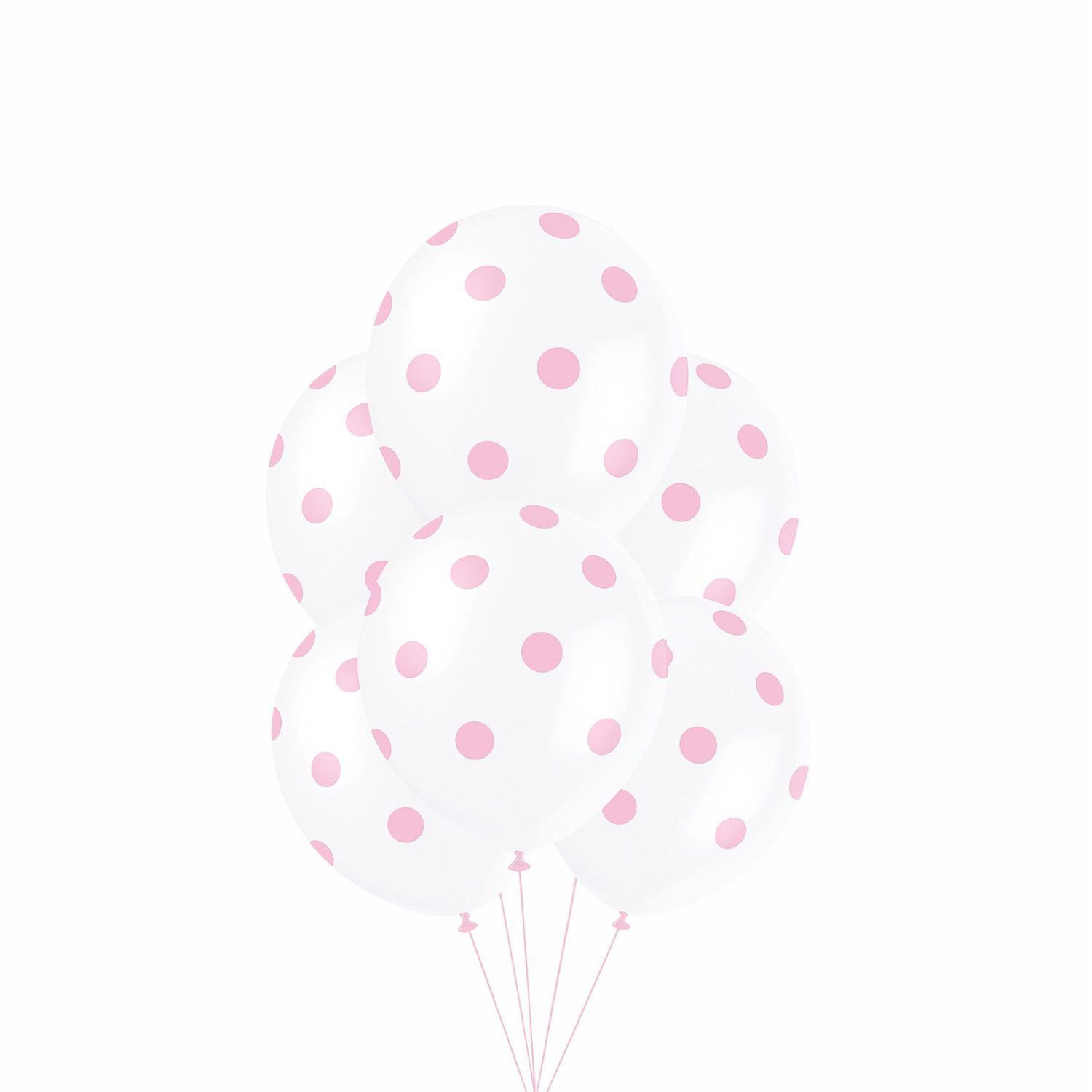 12" Lovely Pink Dots Latex Balloons – 6ct (Un-inflated)