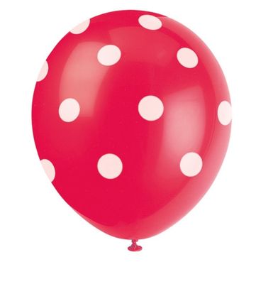 12" Ruby Red Dots Latex Balloons – 6ct (Un-inflated)