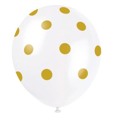 12" Gold Dots Latex Balloons – 6ct (Un-inflated)