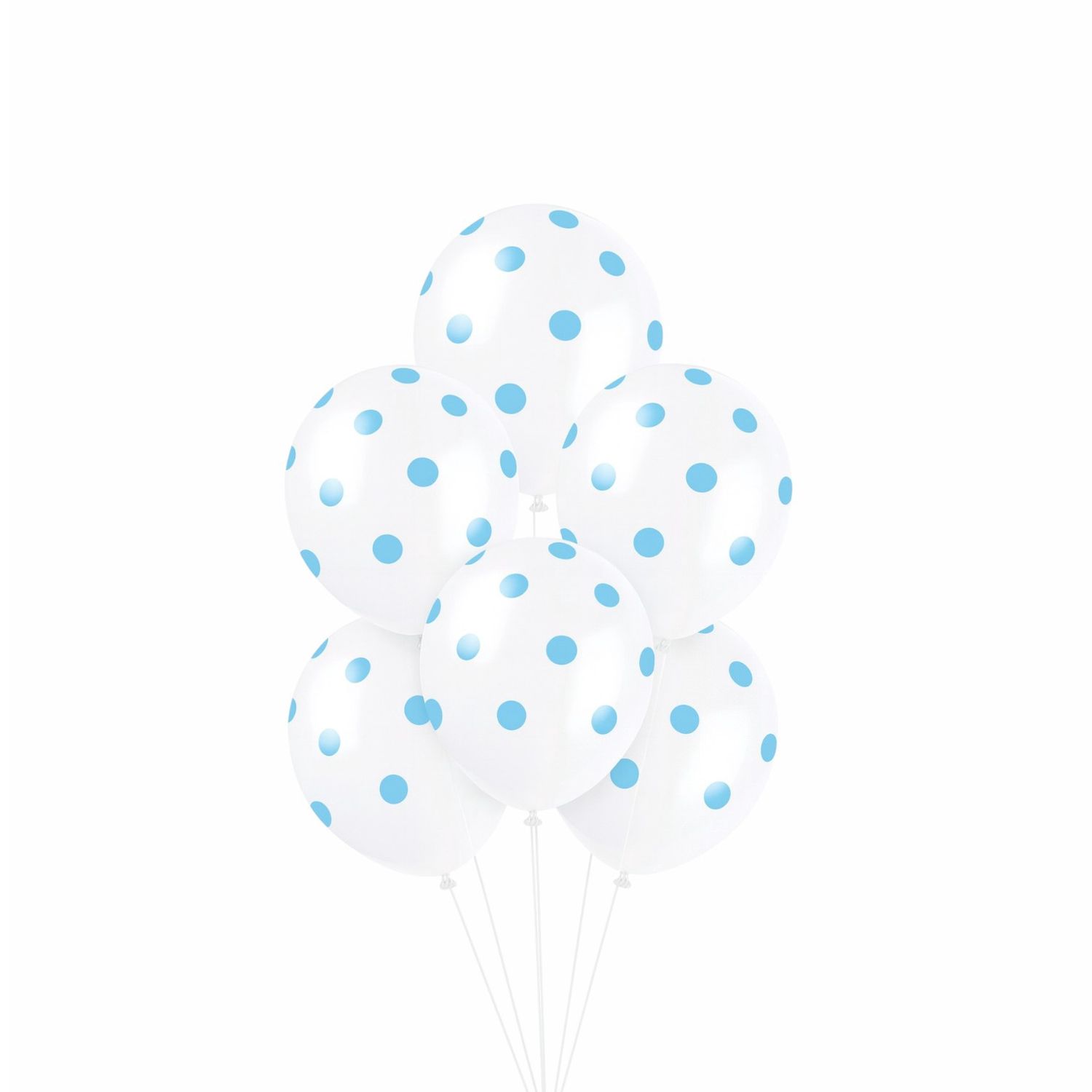 Decorate your party with powder blue polka dot latex balloons. Ideal for baby showers, birthdays, gender reveals, and events 