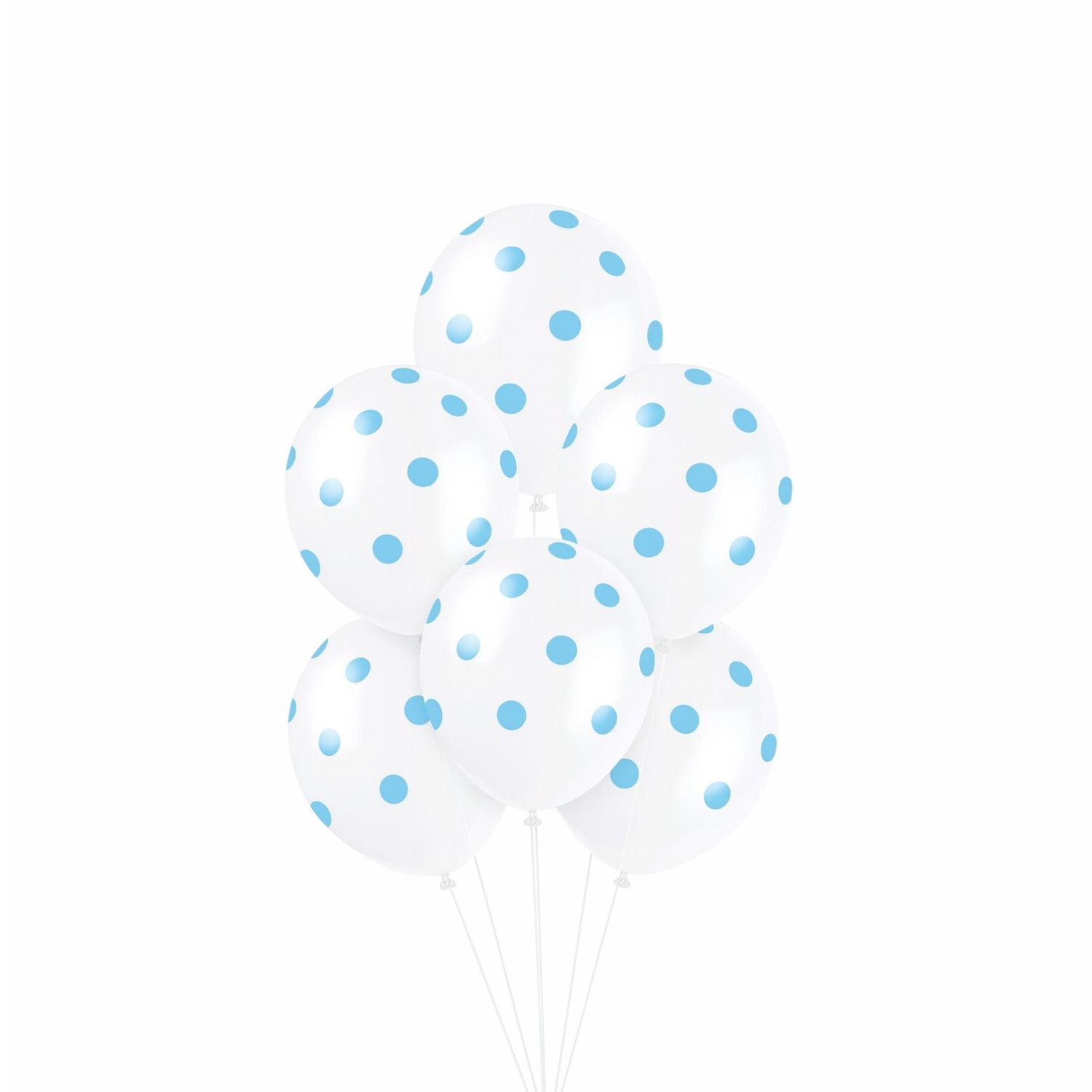 12" Powder Blue Dots Latex Balloons – 6ct (Un-inflated)