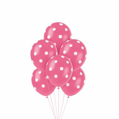 12" hot pink polka dot latex balloons (6-count) at Party Razzle Baltimore. Great for birthdays, baby showers, princess p