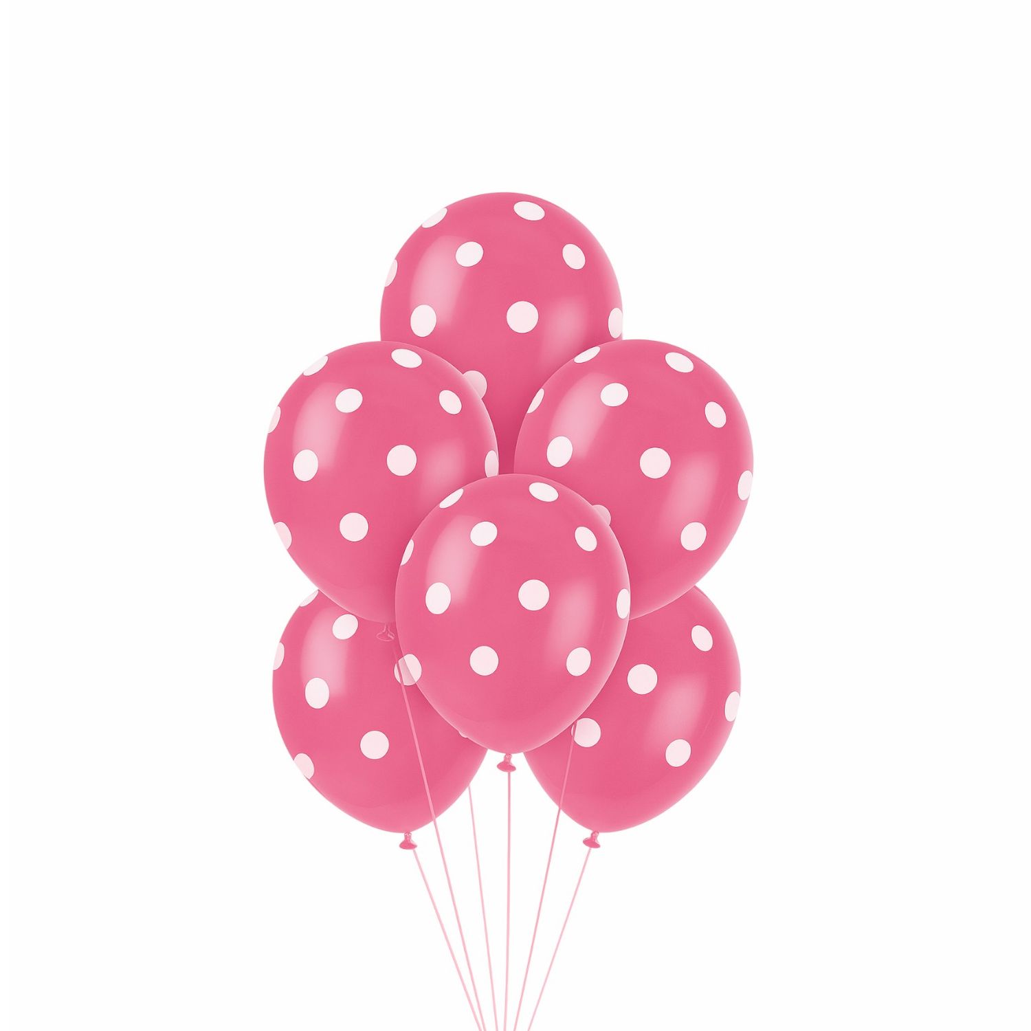 12" Hot Pink Dots Latex Balloons – 6ct (Un-inflated)