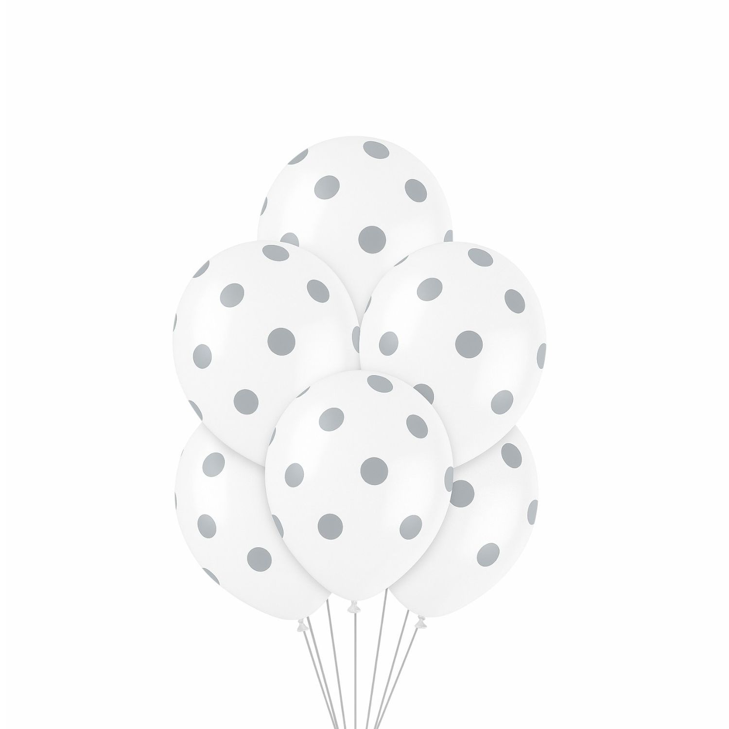 12" Silver Dots Latex Balloons – 6ct (Un-inflated)