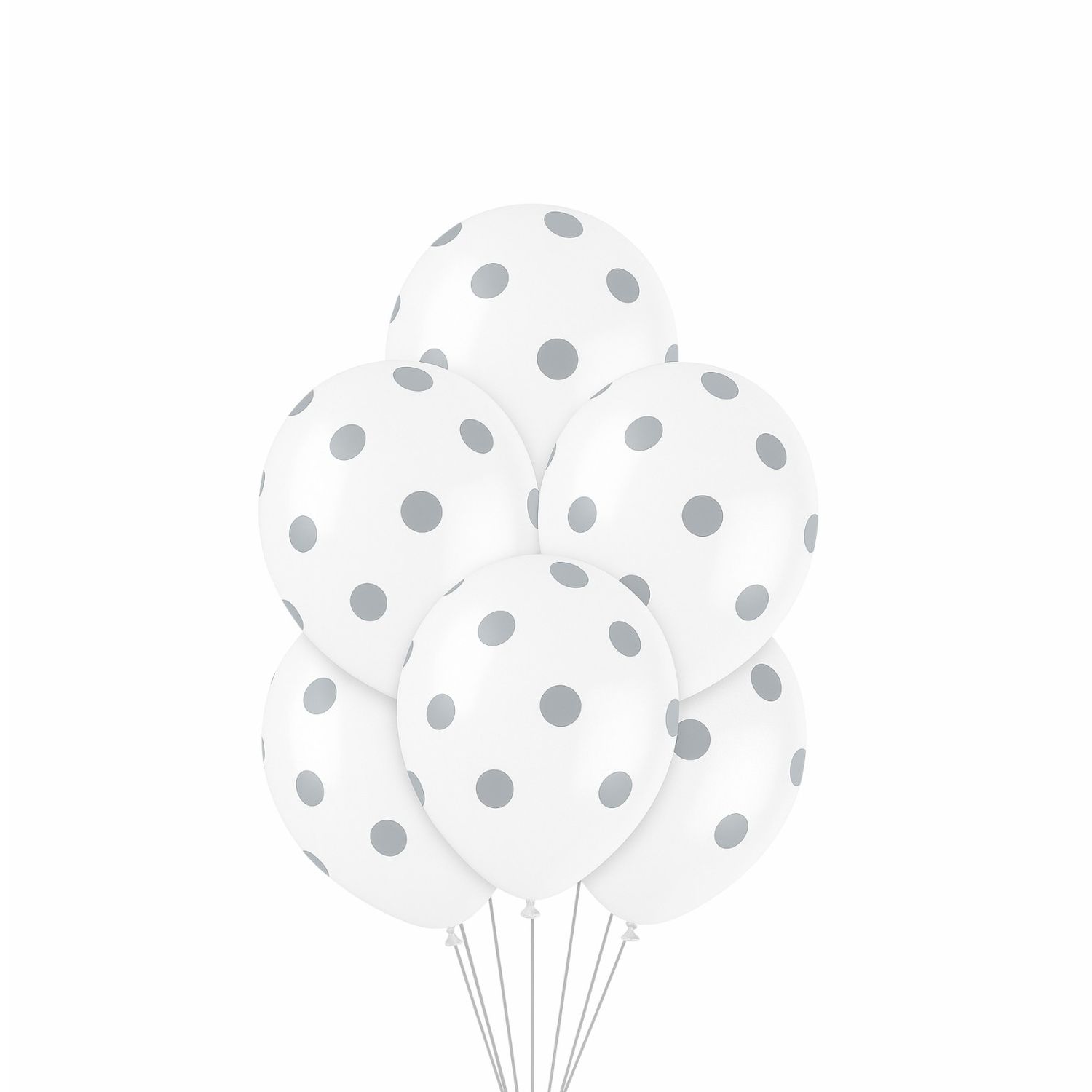 12" Silver Dots Latex Balloons – 6ct (Un-inflated)
