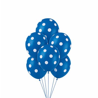 12" Royal Blue Dots Latex Balloons – 6ct (Un-inflated) 12" Royal Blue Dots Latex Balloons – 6ct (Un-inflated)