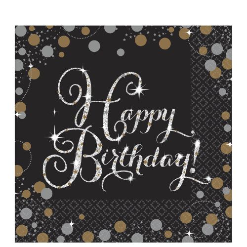 Happy Birthday Lunch Napkins 16ct - Sparkling Celebration