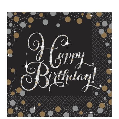 Happy Birthday Lunch Napkins 16ct - Sparkling Celebration