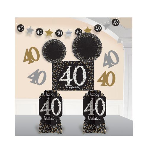 40th Birthday Room Decorating Kit 10pc - Sparkling Celebration