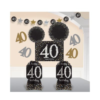 40th Birthday Room Decorating Kit 10pc - Sparkling Celebration