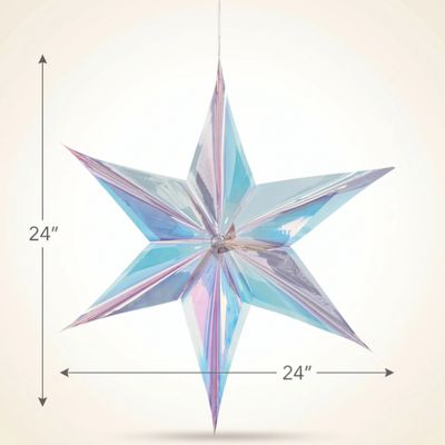 Iridescent Luminous 3D Hanging Foil Star Decoration – 24" Rainbow Metallic Star