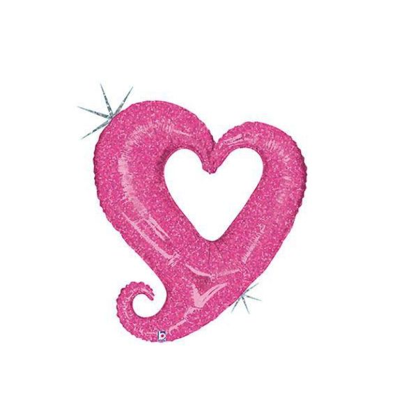 Large Shape Linky Chain of Hearts Pink Foil Balloon (Holographic) – 37"
