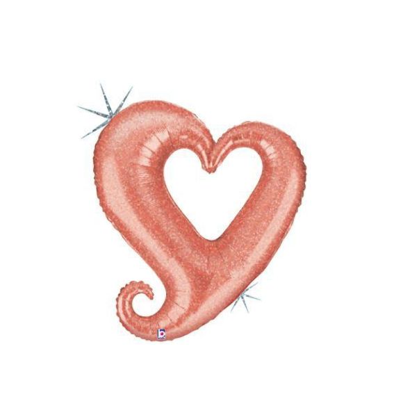 Large Shape Chain of Hearts Rose Gold Foil Balloon (Holographic) – 37"