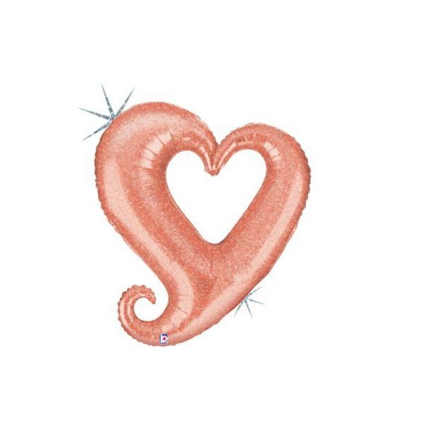 Large Shape Chain of Hearts Rose Gold Foil Balloon (Holographic) – 37"