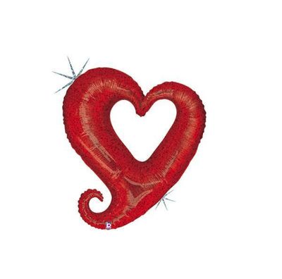 Large Shape Linky Chain of Hearts Red Foil Balloon (Holographic) – 37"
