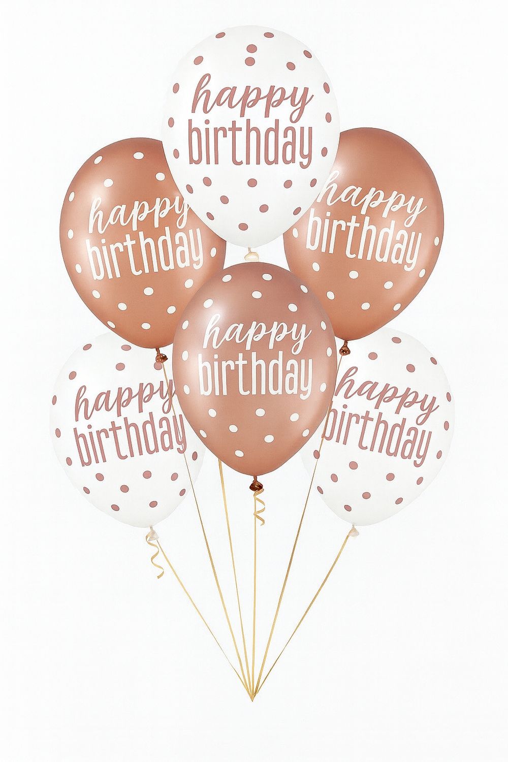 Glitz Rose Gold "Happy Birthday" Assorted 12" Latex Balloons – 6ct