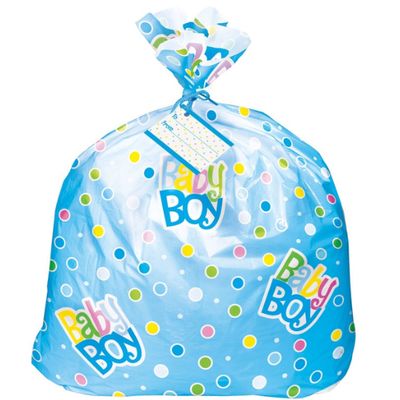 Blue Polka Dot Baby Shower Jumbo Cellophane Gift Bag – 44" x 36"