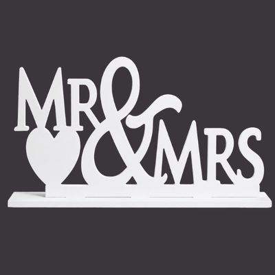PVC "Mr &amp; Mrs" Wedding Centerpiece 21.5" x 10.25" | Freestanding Table Decoration