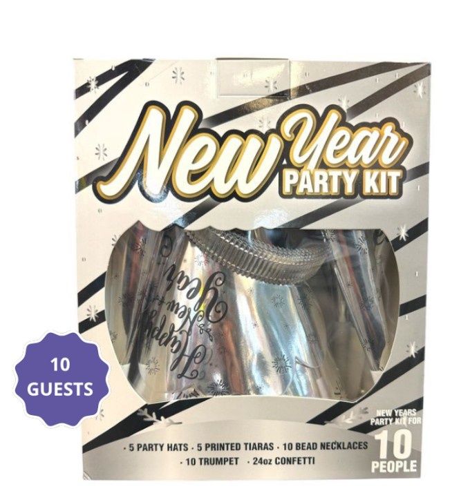 Silver New Year Party Kit for 10 Guests899414123234