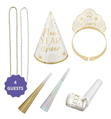 Golden Soiree NYE Party Kit for 4, 12pc