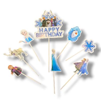 Frozen Happy Birthday Cake Topper &amp; 7 Cupcake Picks Kit
