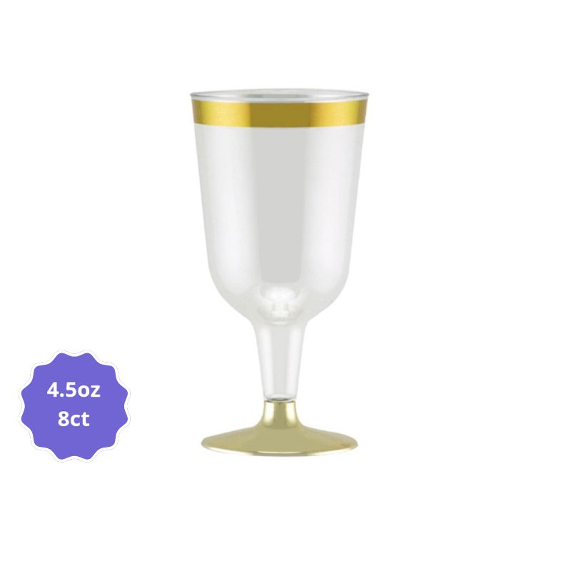 Wine Plastic Cups – 6.5 oz, 8ct, Color: Gold