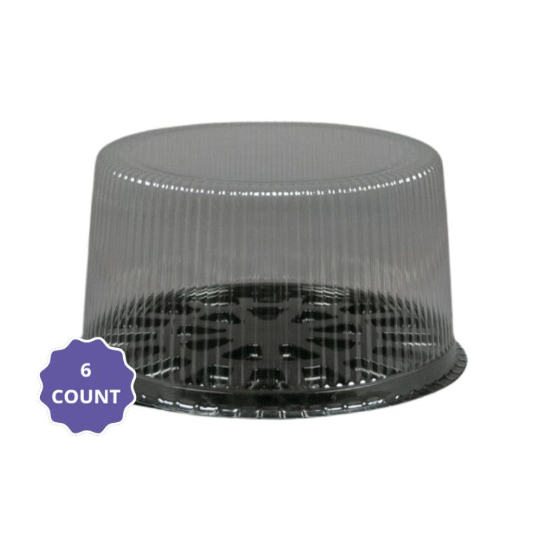 12" PVC Cake Container with 7" H Wavy Lid – 6ct